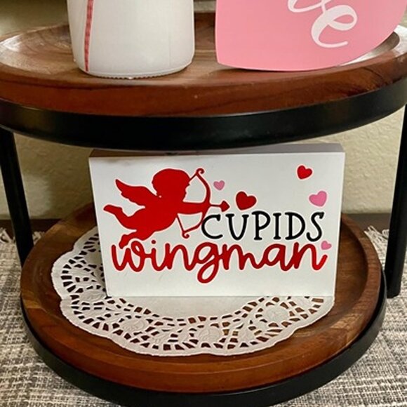 NEW Valentines Day Decorations Tiered Tray Decor, Cupid Heart Sign Mantel Decor - Picture 7 of 7